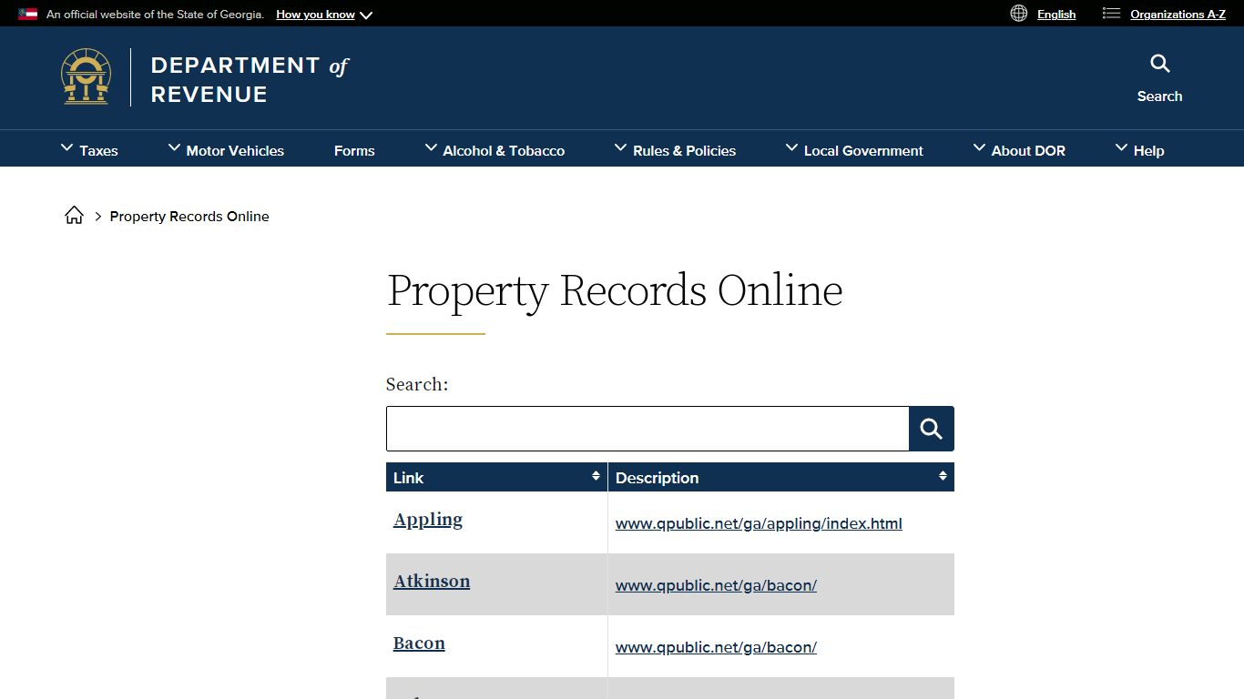 Property Records Online | Georgia Department of Revenue